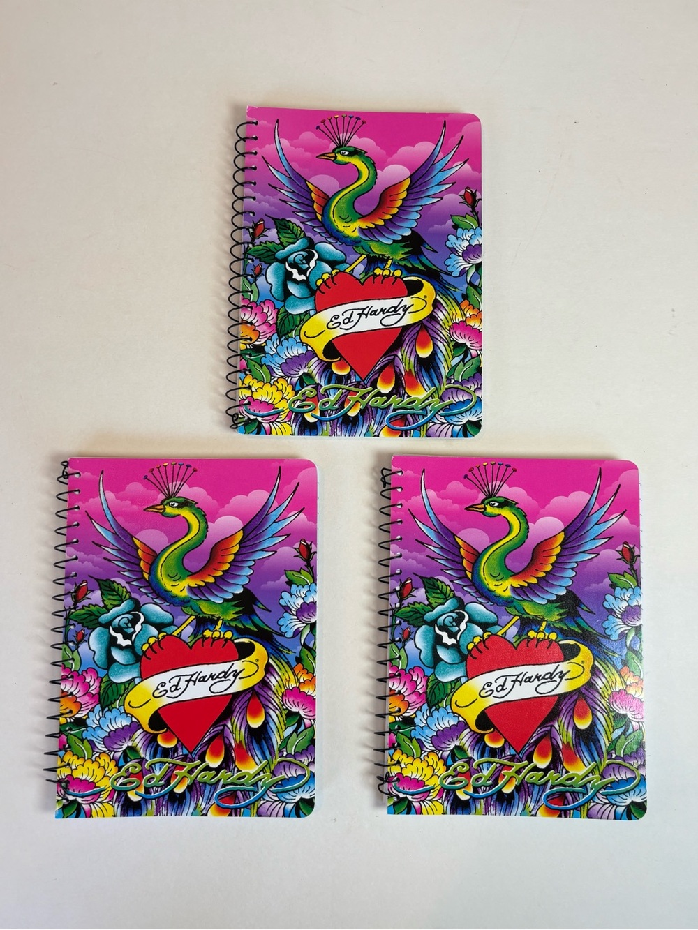 Ed Hardy Lisa Frank Spiral Notebooks Lot of 3 Love Kills Slowly 5x7